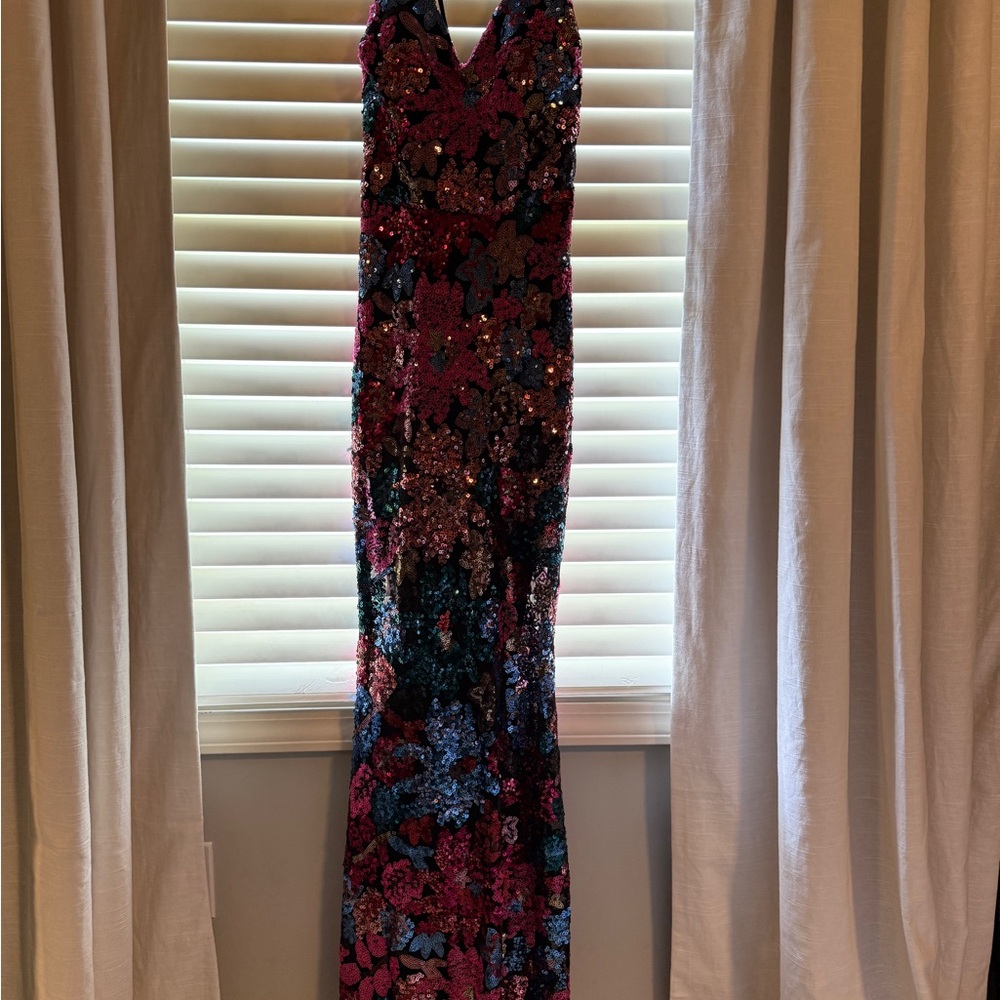 Red V-Neck Long Sleeve Gown for Prom
